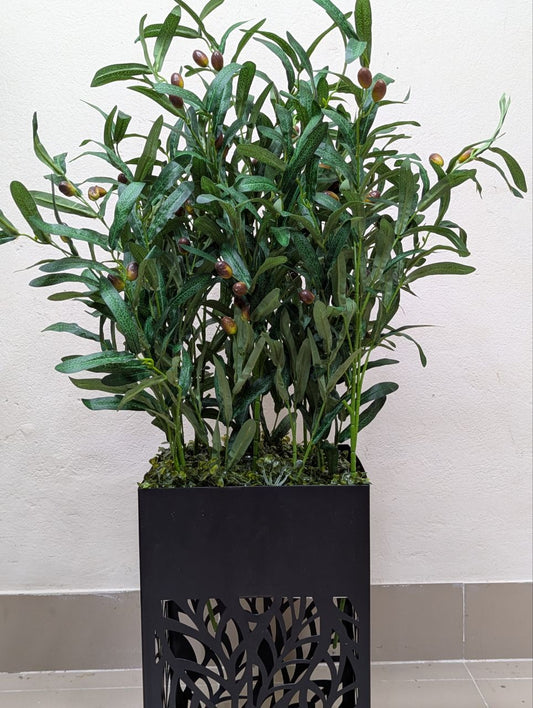 Artificial Olive Tree in Decorative Black Metal Pot