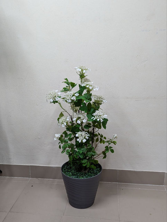 Elegant White Blossom Artificial Plant with Decorative Pot