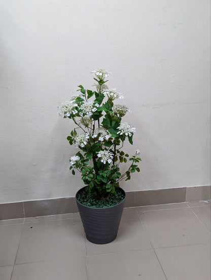 Elegant White Blossom Artificial Plant with Decorative Pot