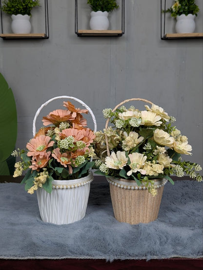 Daisy Pearl Basket Arrangement