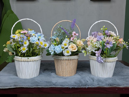 Daisy Pearl Basket Arrangement
