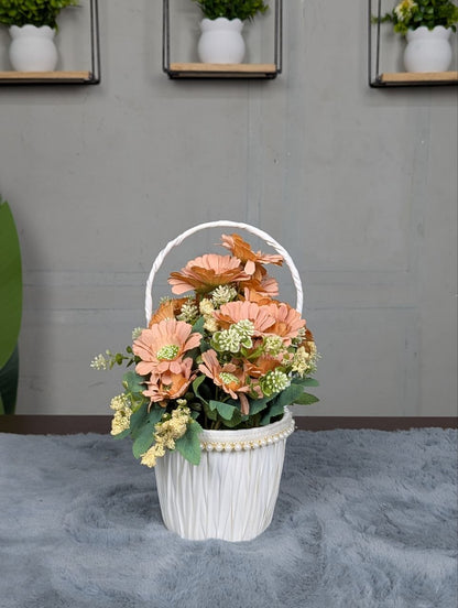 Daisy Pearl Basket Arrangement