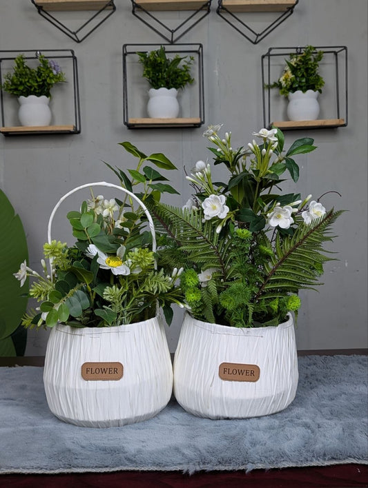 Serene White Blossom & Fern Duo