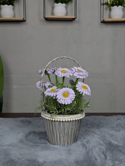 Daisy Pearl Basket Arrangement