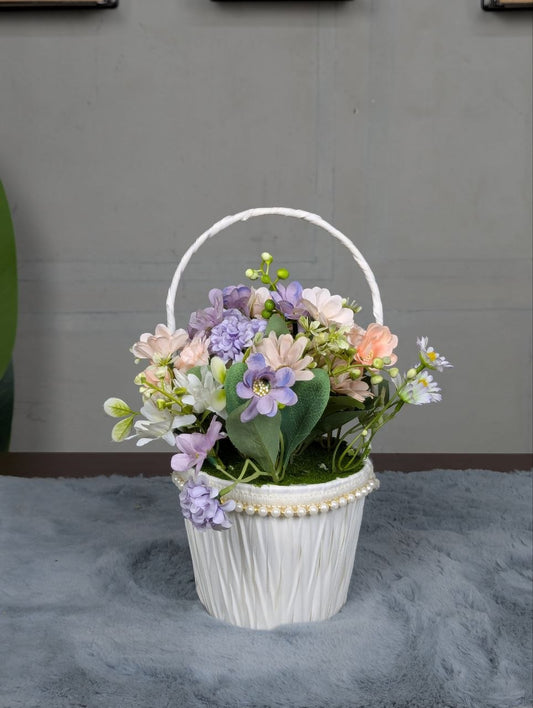 Daisy Pearl Basket Arrangement