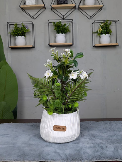 Serene White Blossom & Fern Duo
