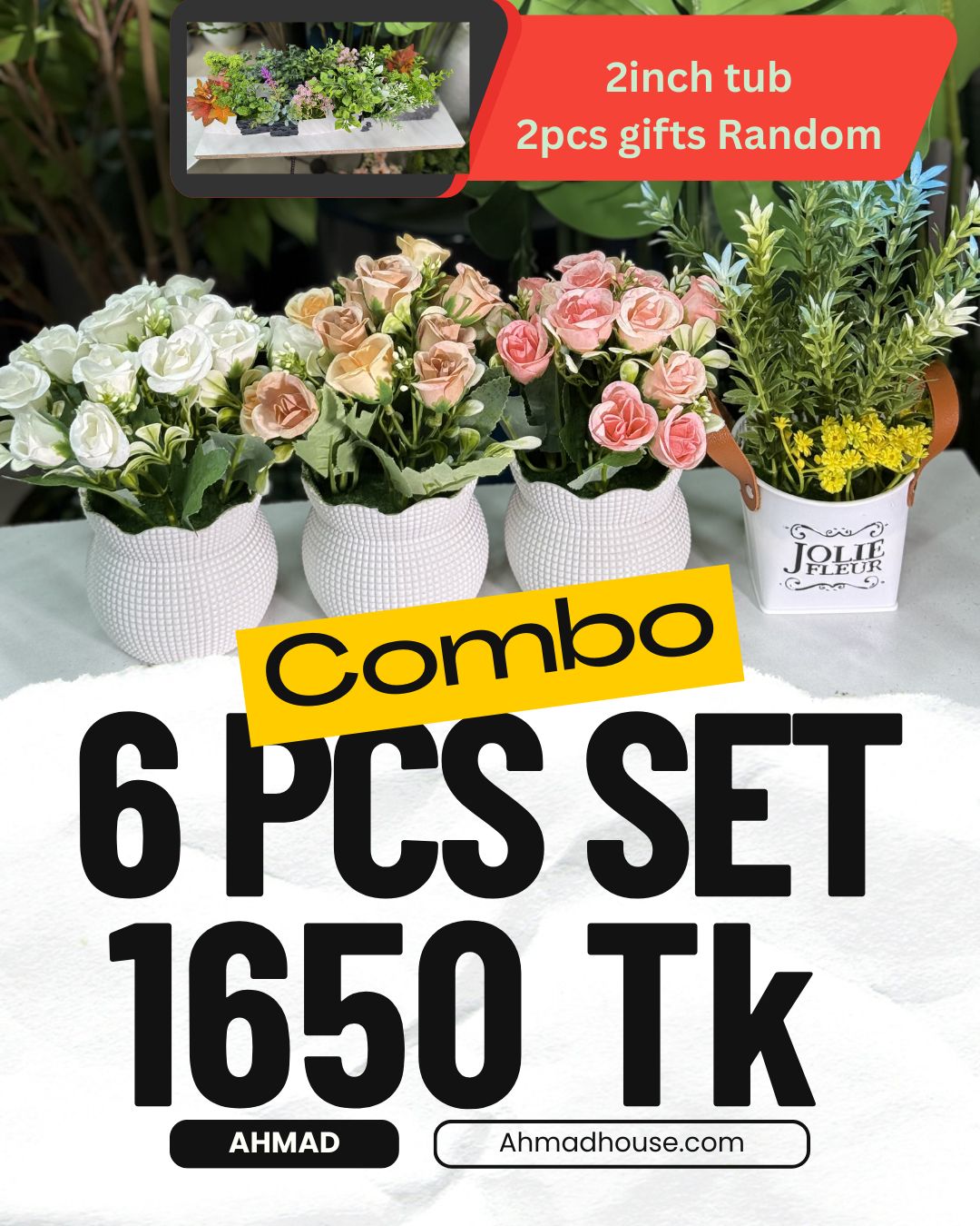 Instant Room Makeover Kit | 6 Realistic Faux Flower Arrangements – 1,650 TK