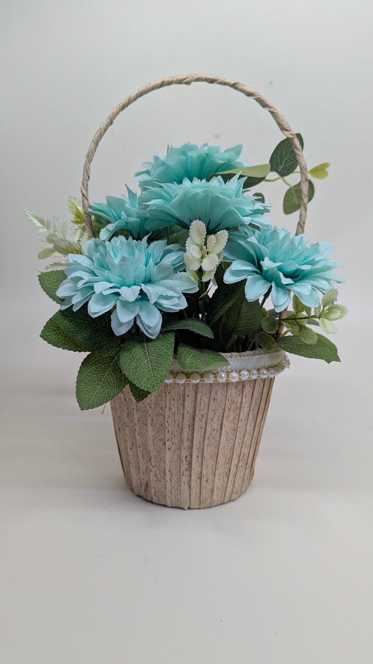 Aqua Blue Flower Basket real product