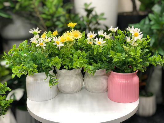 Artificial flower and greenery decorative pot combo