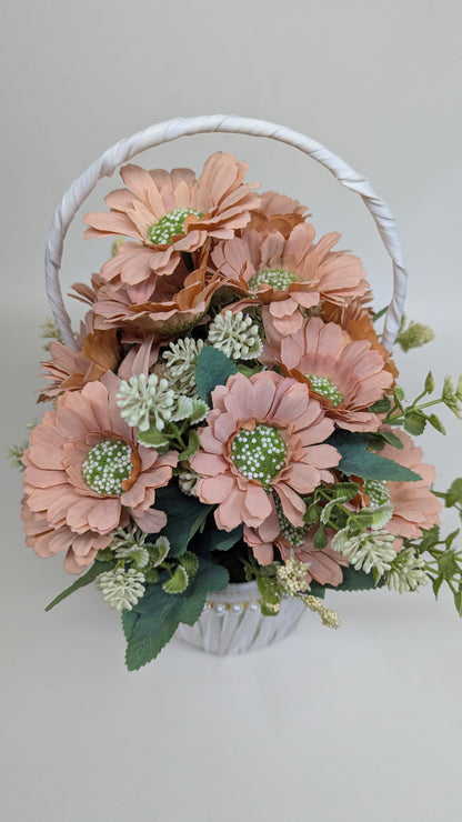 Peach Daisy Flower Basket real product
