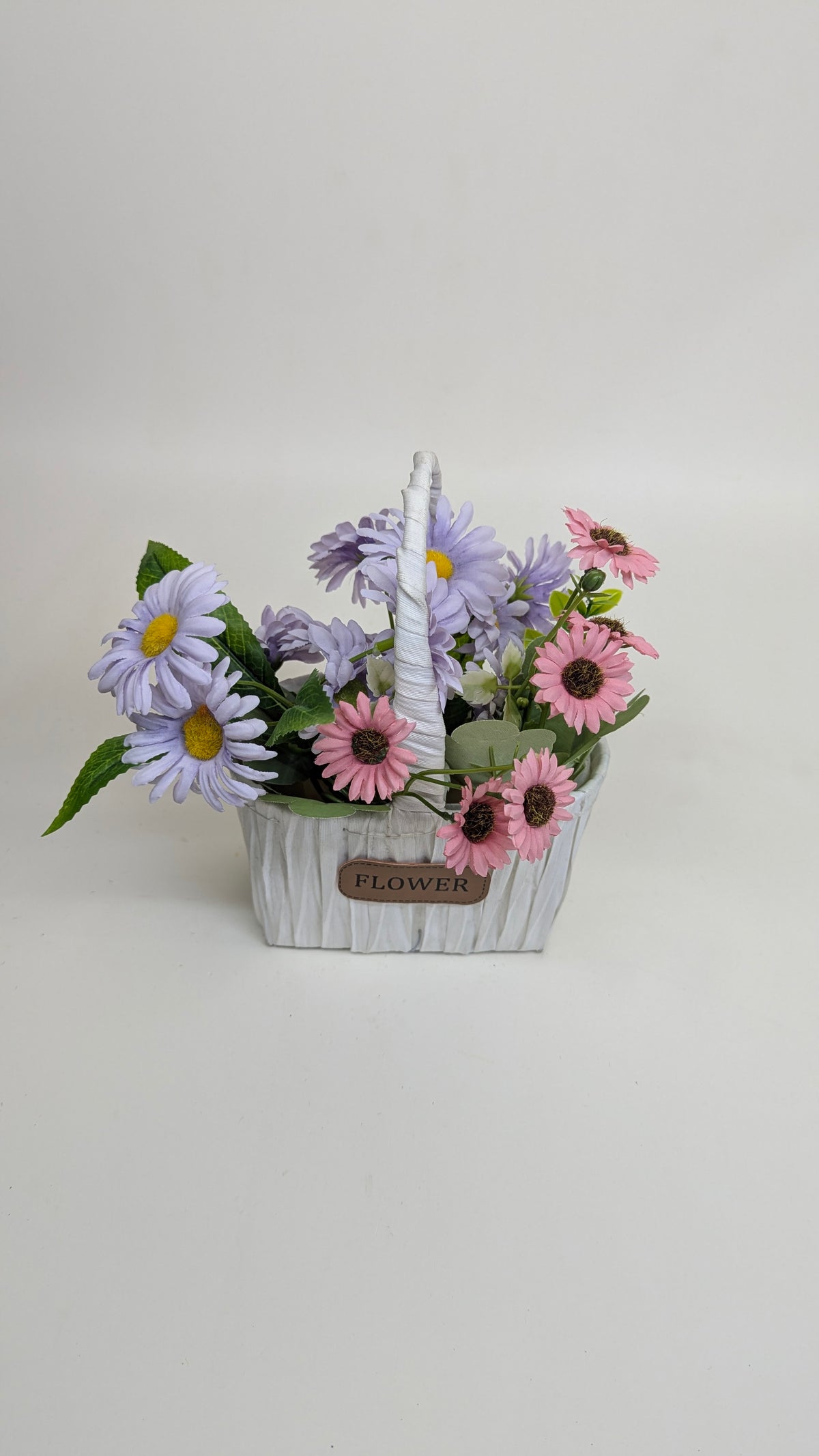 Pink & Lilac Mixed Flower Basket real product