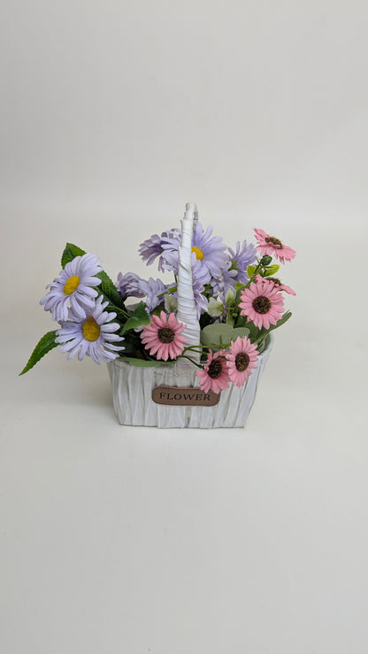 Pink & Lilac Mixed Flower Basket real product