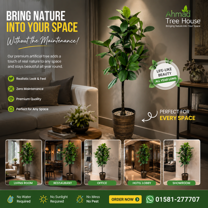 Premium artificial rubber tree product features and placement ideas