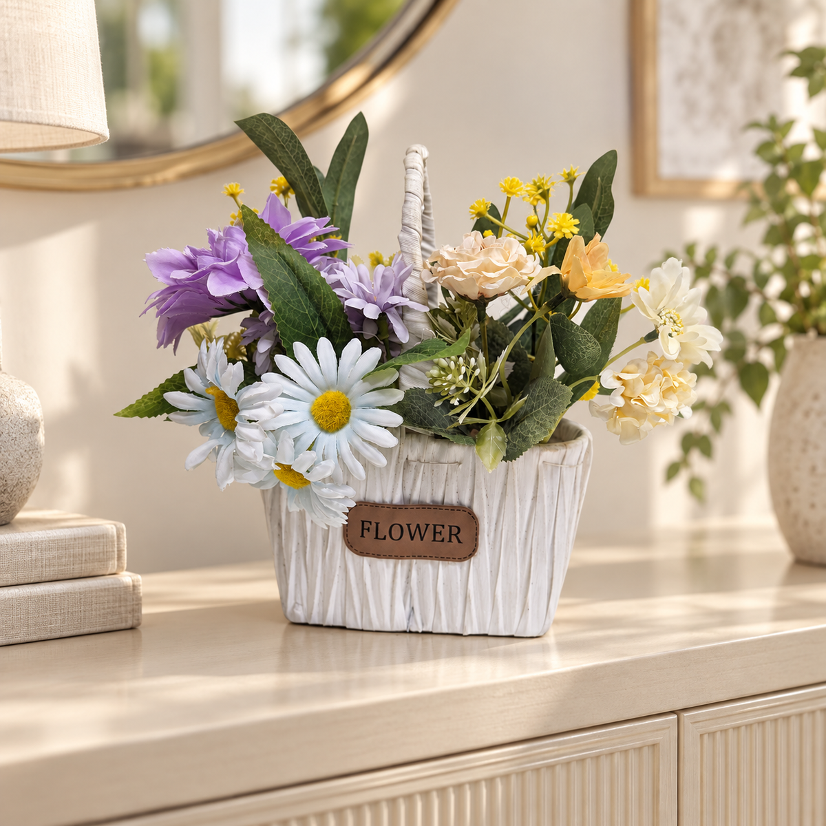 Premium Mixed Flower Basket styled presentation