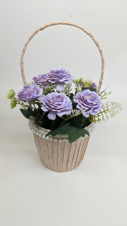 Purple Rose Flower Basket real product