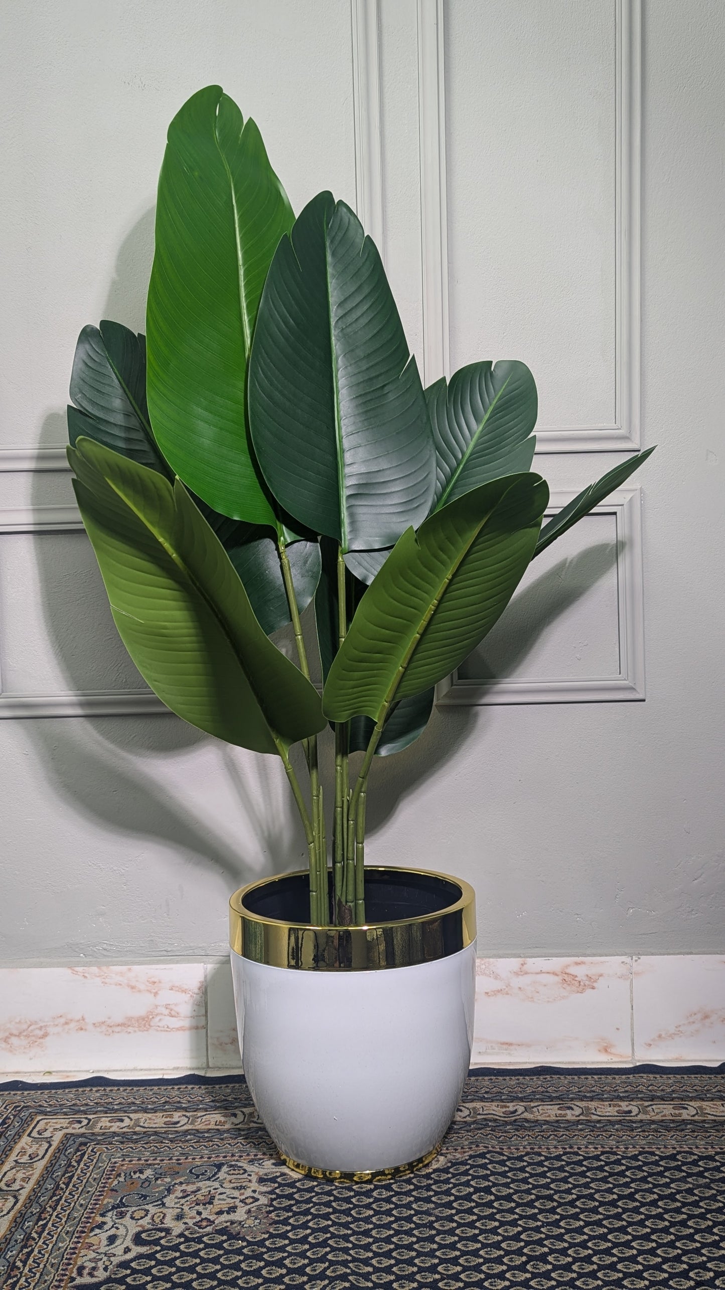 Ath 4ft Bird of paradise with white golden planter
