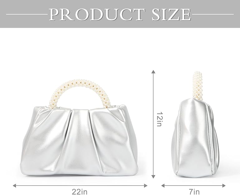 Attire Clutch with a pearl-beaded handle