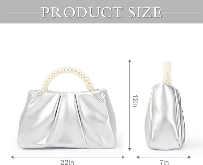 Attire Clutch with a pearl-beaded handle
