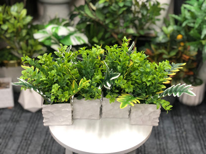 Artificial tropical greenery combo in white decorative pots