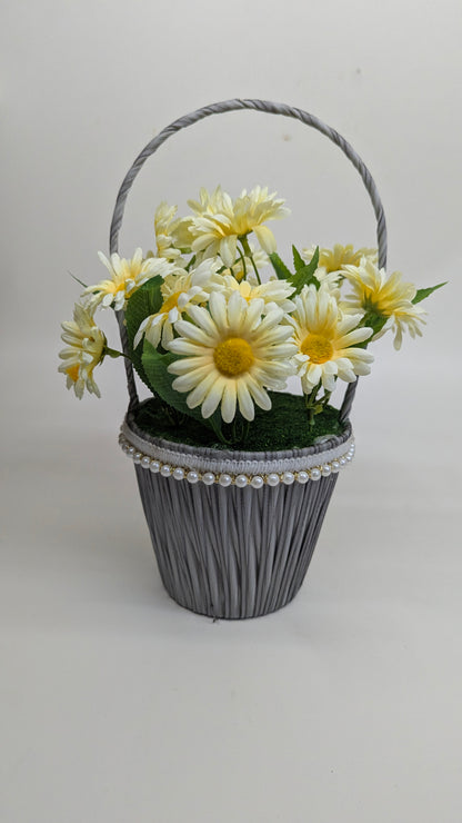 Yellow Daisy Flower Basket real product